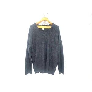 L.L Bean 100% Wool Black Pullover V-Neck Sweater